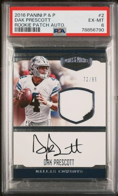 2016 Panini Dak Prescott Plates & Patches Patch Autograph #2 card image