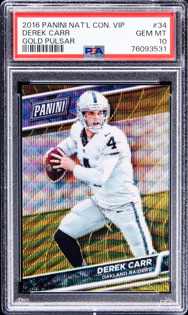 2016 Panini Derek Carr National Convention VIP Gold Pulsar #34 card image