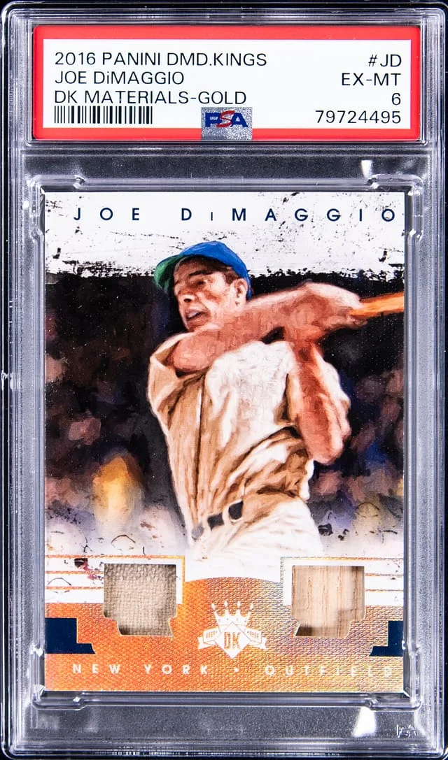 2016 Panini Diamond Kings Joe DiMaggio Materials Gold #DKM-JD card image