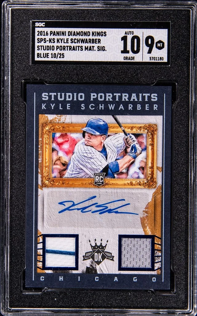 2016 Panini Diamond Kings Kyle Schwarber Studio Portraits Material Signatures Blue #SPS-KS card image