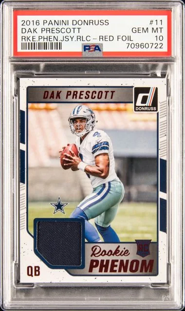 2016 Panini Donruss Dak Prescott Phenom Jersey Relics Red Foil #11 card image