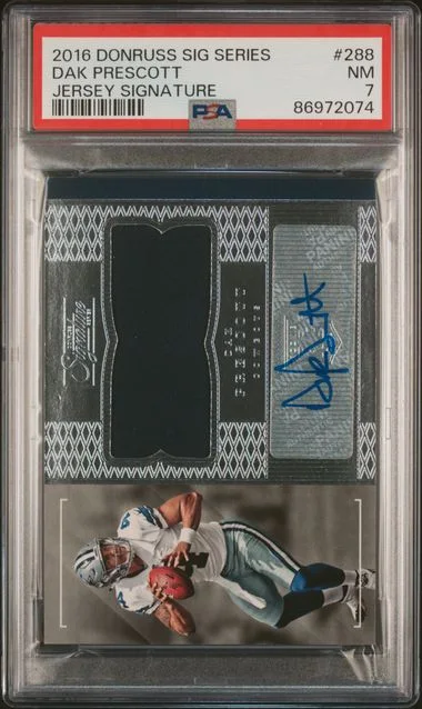 2016 Panini Donruss Dak Prescott Signature Series Jersey Signature #288 card image