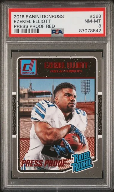 2016 Panini Donruss Ezekiel Elliott Press Proof Red Rated #368 card image