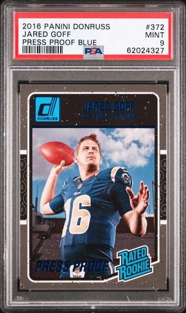 2016 Panini Donruss Jared Goff Press Proof Blue #372 card image