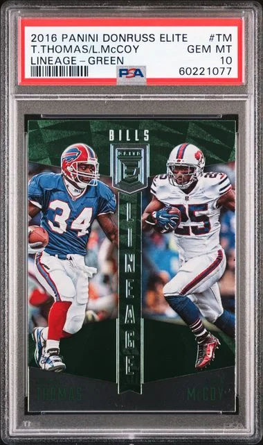 2016 Panini Donruss Lesean Mccoy/Thurman Thomas Elite Lineage Green #TM card image