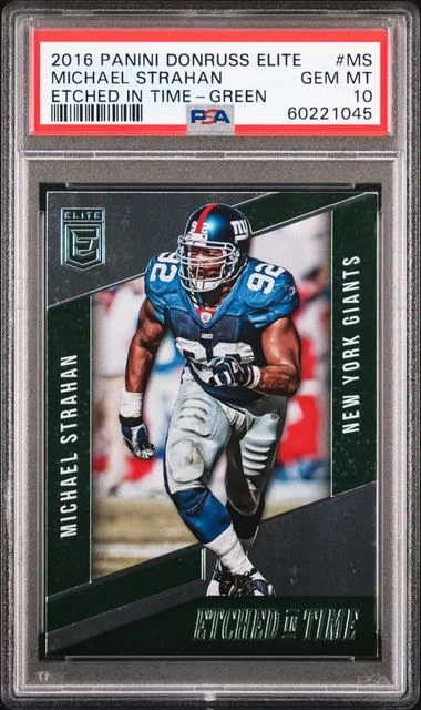 2016 Panini Donruss Michael Strahan Elite Etched In Time #ETMS card image