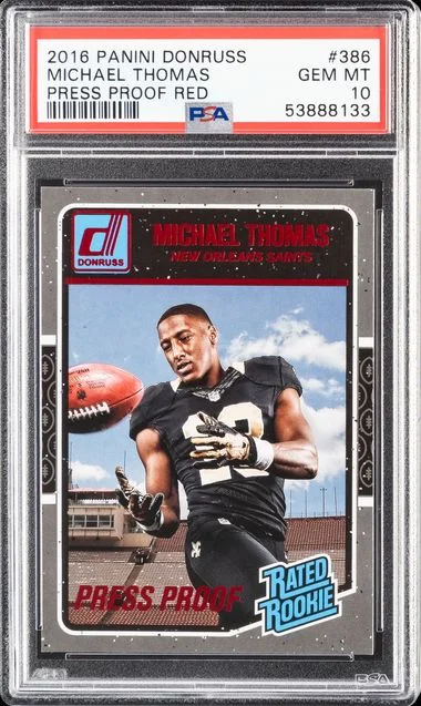 2016 Panini Donruss Michael Thomas Press Proof Red Rated #386 card image