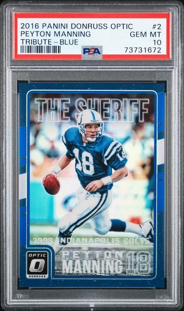 2016 Panini Donruss Optic Peyton Manning Tribute Blue #2 card image