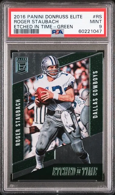 2016 Panini Donruss Roger Staubach Elite Etched In Time #ETRS card image