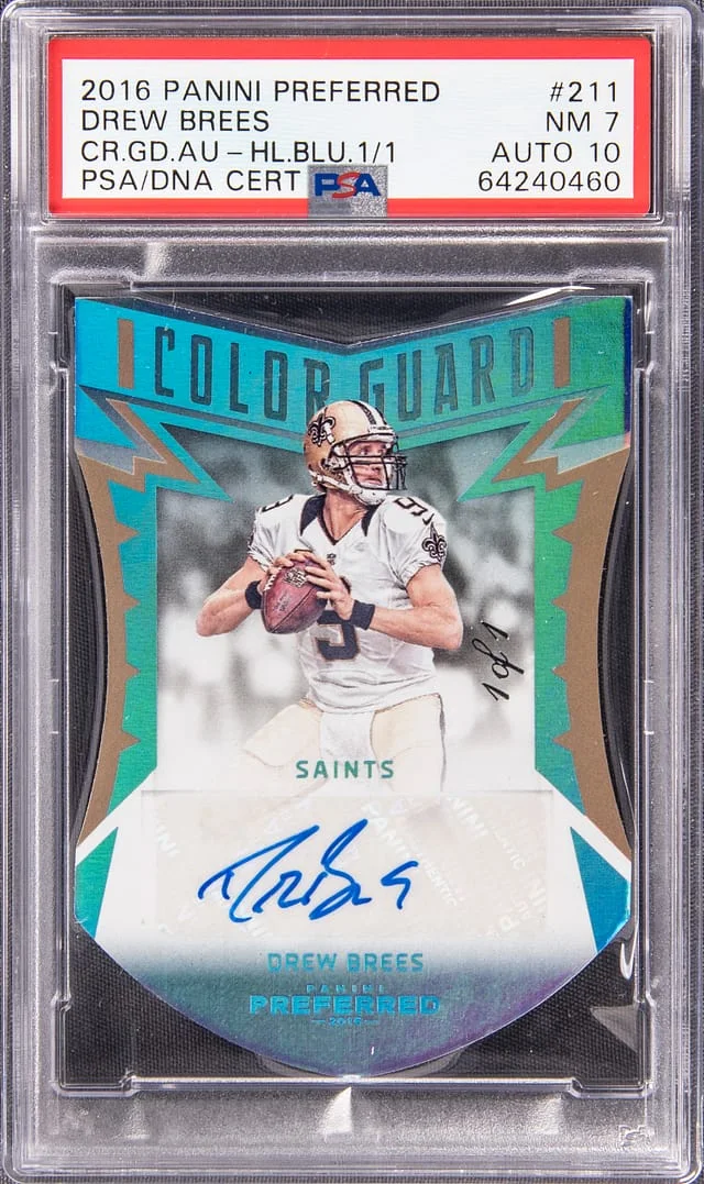 2016 Panini Drew Brees Preferred Color Guard Hologram Blue #211 card image