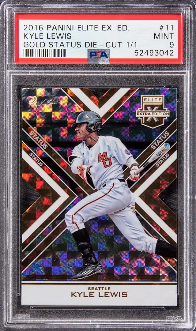 2016 Panini Elite Extra Edition Kyle Lewis Gold Status Die-Cut #11 card image