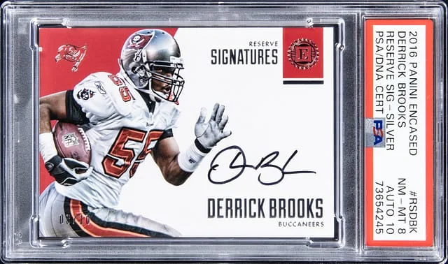 2016 Panini Encased Derrick Brooks Reserve Signatures Silver #RS-DBK card image