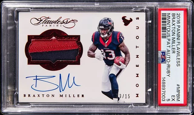 2016 Panini Flawless Braxton Miller Momentous Patch Autographs Ruby #MPBM card image
