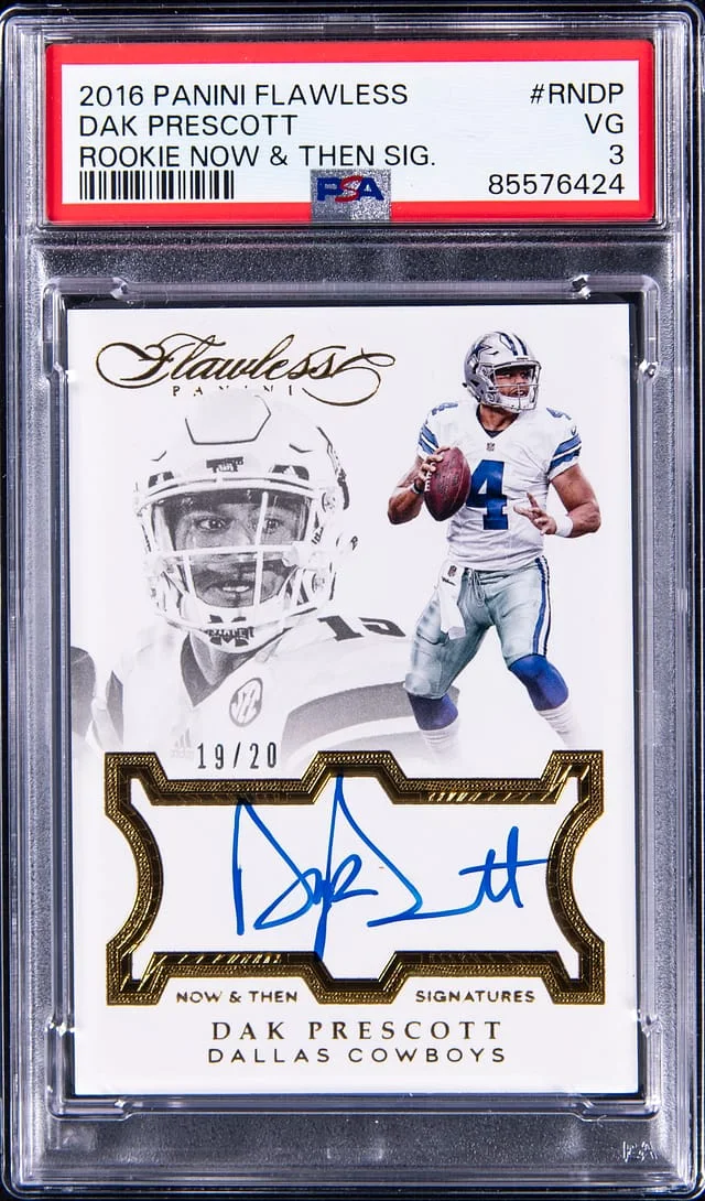 2016 Panini Flawless Dak Prescott Now & Then Signature #RNDP card image