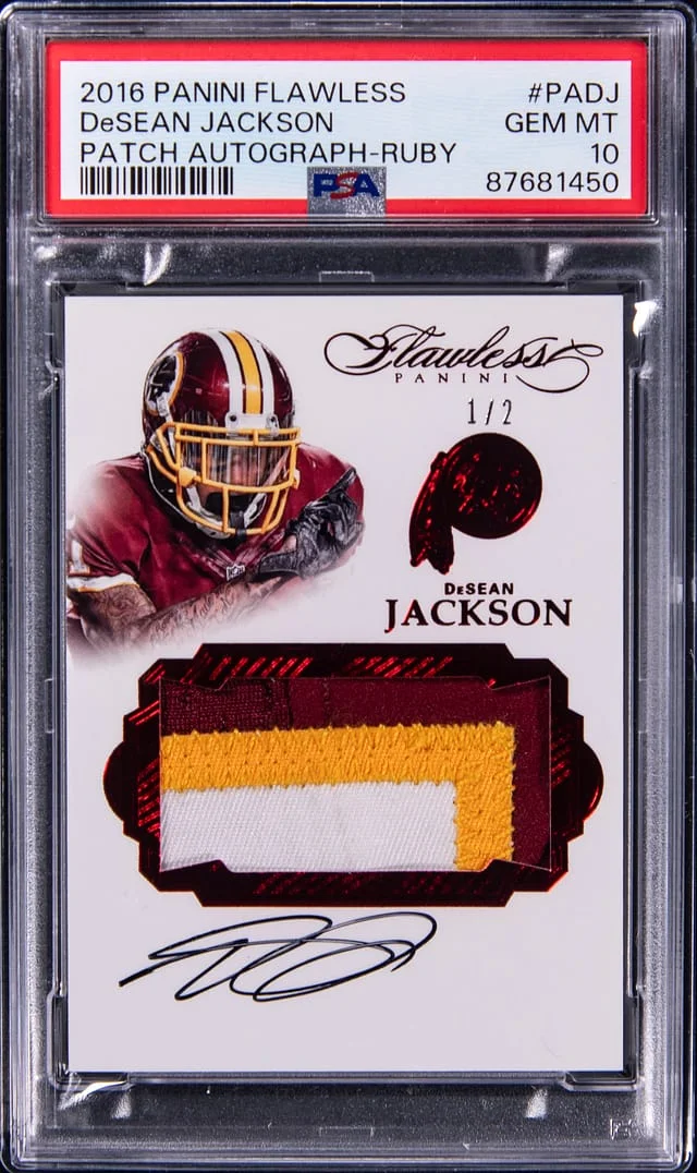 2016 Panini Flawless DeSean Jackson Patch Autograph Ruby #PADHJ card image