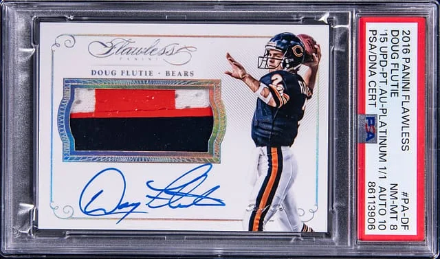 2016 Panini Flawless Doug Flutie 2015 Update Patch Autograph Platinum #PA-DF card image