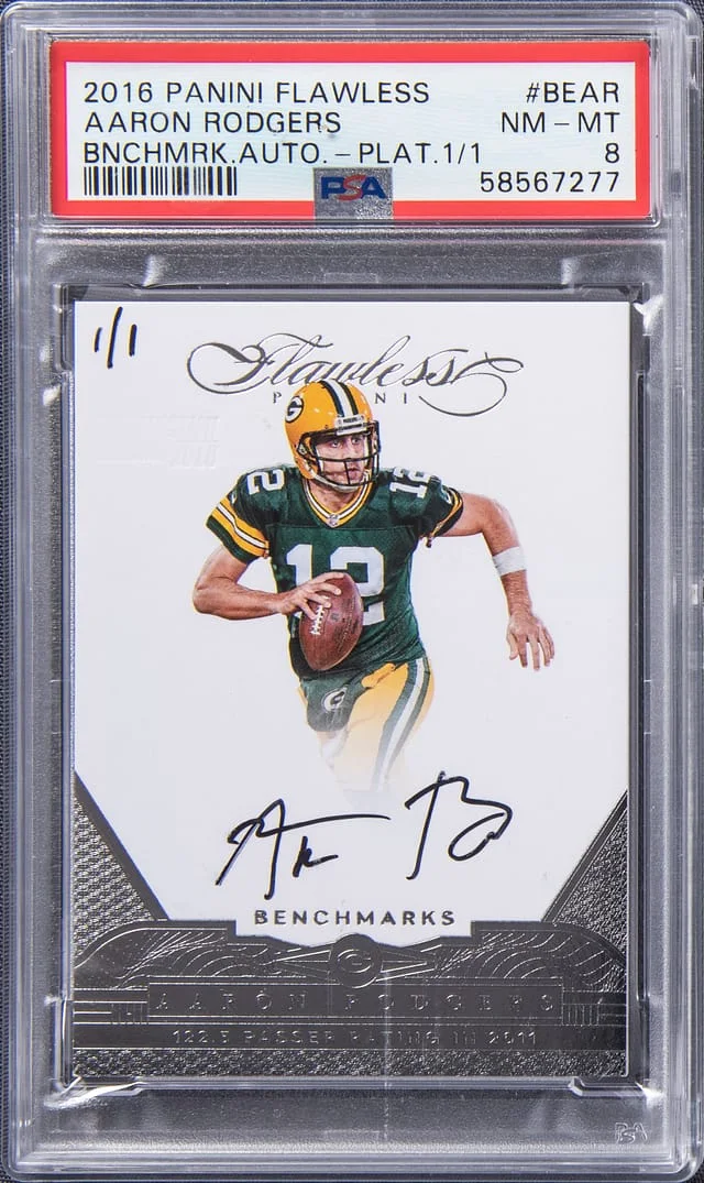 2016 Panini Flawless Football Aaron Rodgers Platinum Benchmarks Autographs #BEAR card image