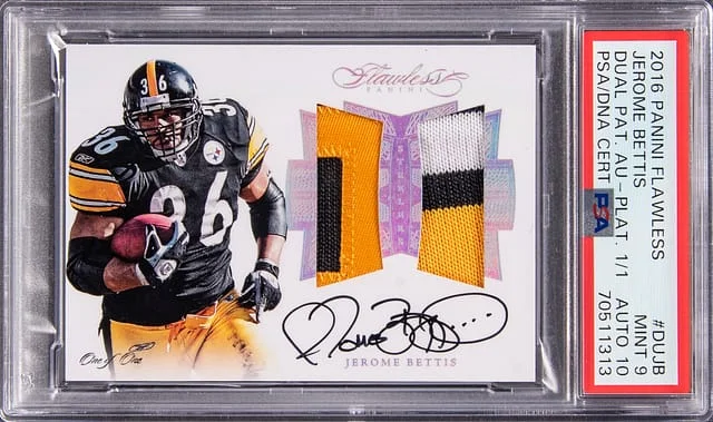 2016 Panini Flawless Jerome Bettis Dual Patch Autograph Platinum #DUJB card image