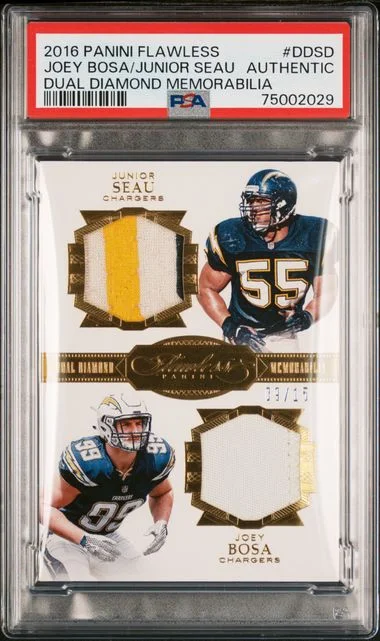 2016 Panini Flawless Joey Bosa/Junior Seau Dual Diamond Memorabilia #DDSD card image