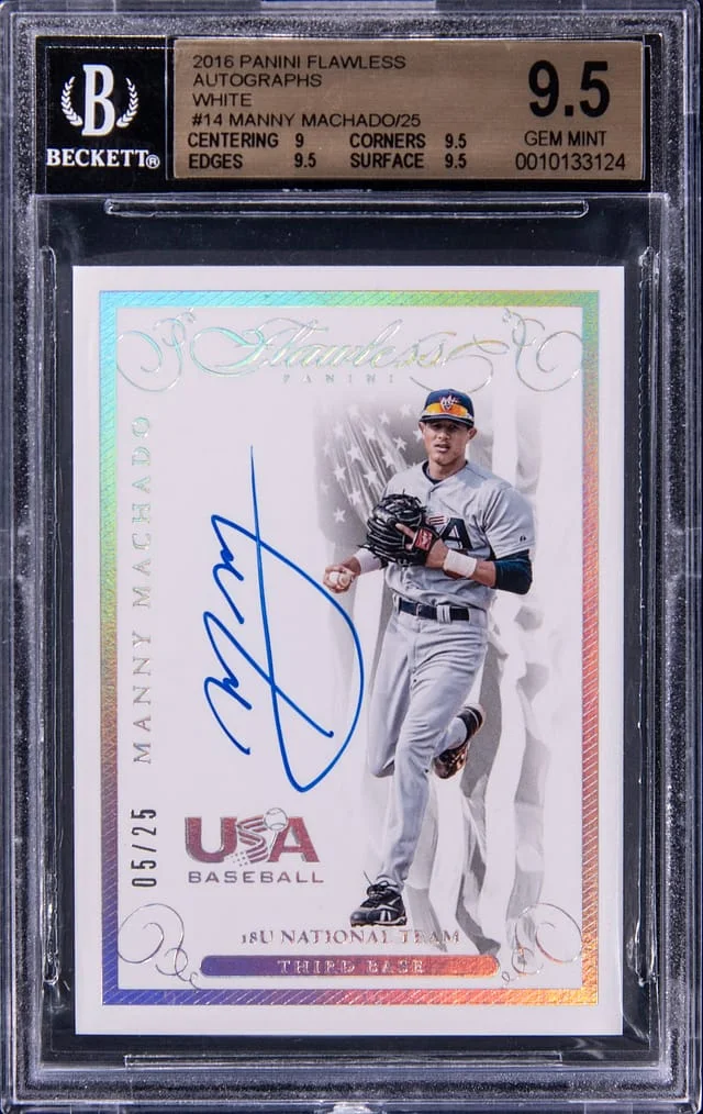 2016 Panini Flawless Manny Machado USA Baseball Autographs White #14 card image