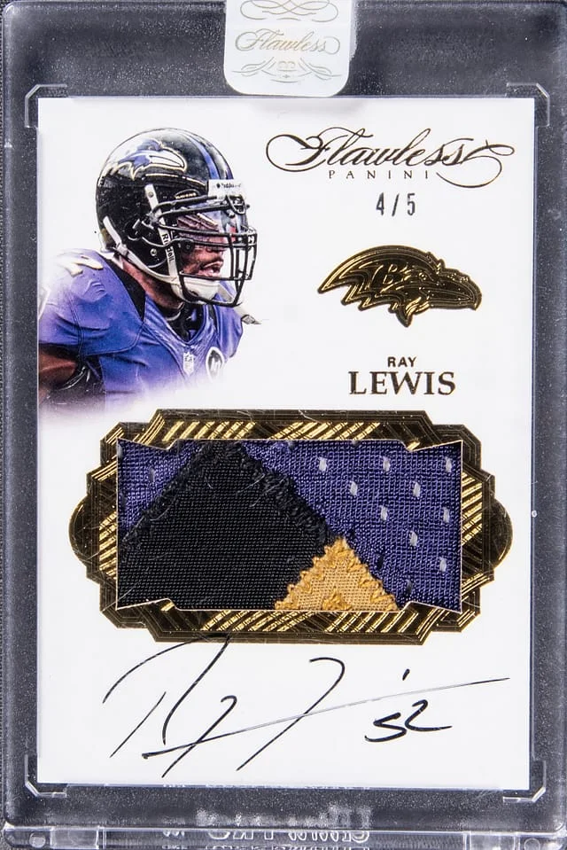 2016 Panini Flawless Ray Lewis Patch Autograph #PARL card image