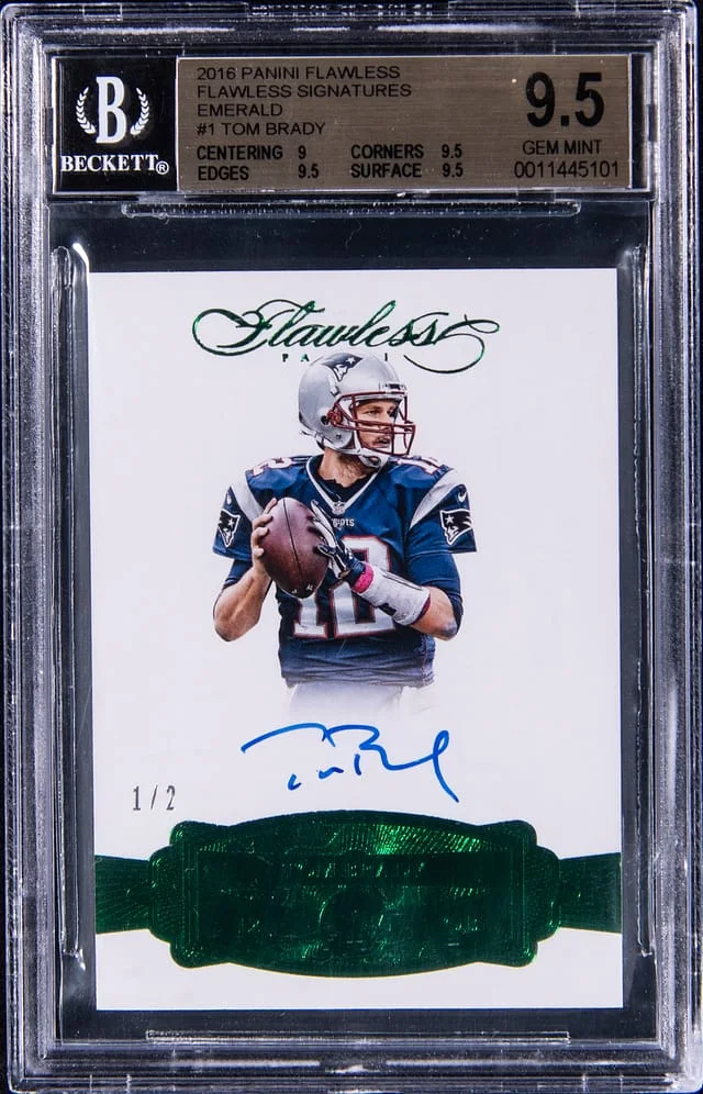 2016 Panini Flawless Tom Brady Signatures Emerald #FS-TB card image