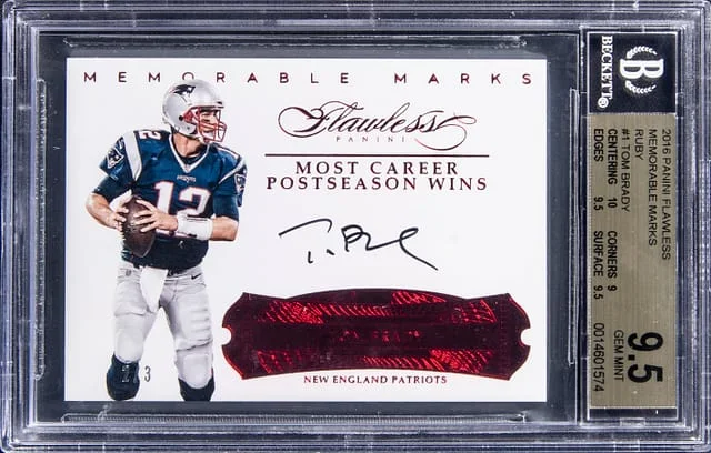 2016 Panini Flawless Tom Brady Memorable Marks Silver #MMTB card image