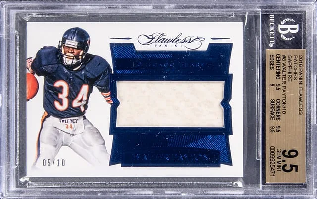 2016 Panini Flawless Walter Payton Patches Sapphire #PAWP card image