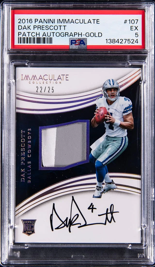 2016 Panini Immaculate Collection Dak Prescott Patch Autograph (RPA) Gold #107 card image