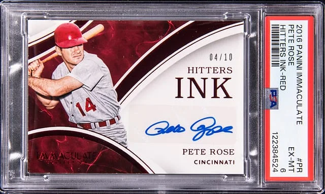 2016 Panini Immaculate Collection Pete Rose Hitters Ink Red #HI-PR card image