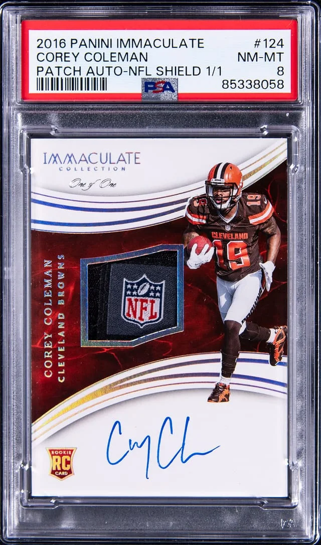 2016 Panini Immaculate Corey Coleman Patch Autograph NFL Shield #124 card image