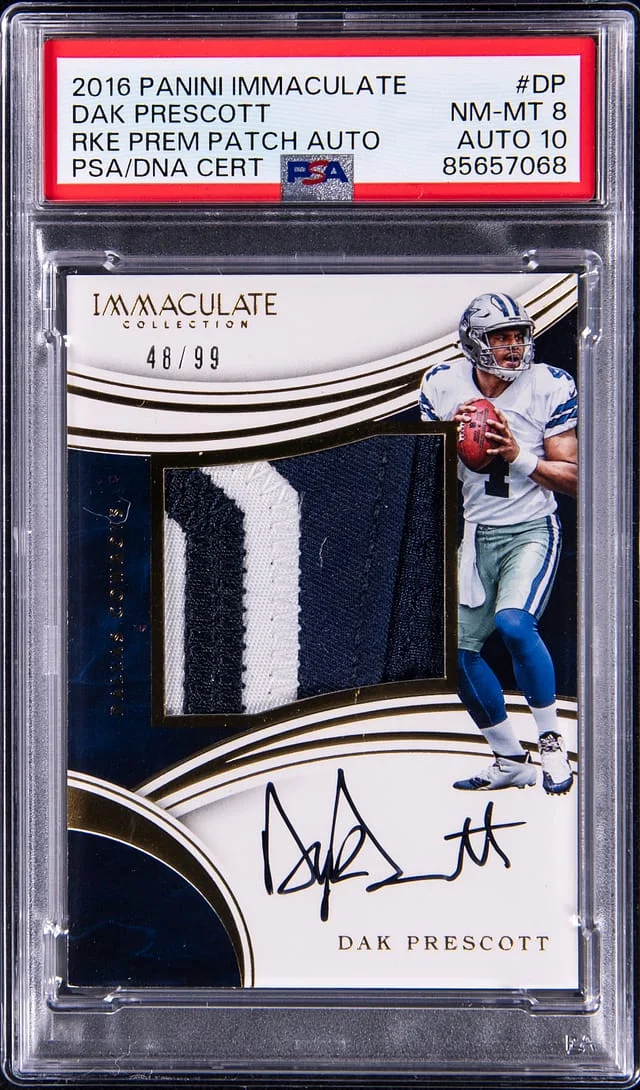 2016 Panini Immaculate Dak Prescott Premium Patch Autograph #DP card image