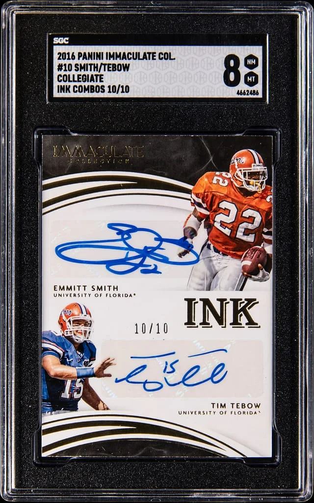 2016 Panini Immaculate Emmitt Smith/ Tim Tebow Collegiate Ink Combos #10 card image