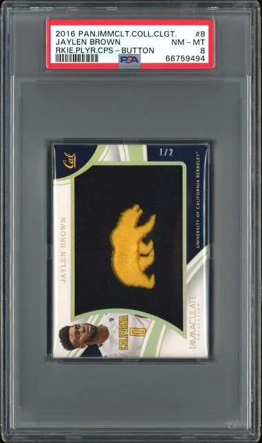2016 Panini Immaculate Jaylen Brown Collegiate Player Caps Button #8 card image