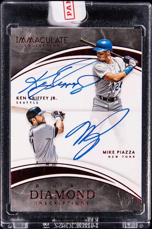2016 Panini Immaculate Ken Griffey Jr. / Mike Piazza Dual Diamond Inscriptions #DDI-GP card image