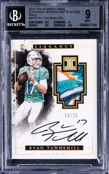 2016 Panini Immaculate Ryan Tannehill Elegane Veteran Patch Autos Gold #38 card image