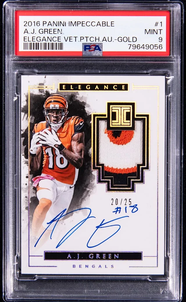 2016 Panini Impeccable A.J. Elegance Veteran Patch Autograph Gold #1 card image