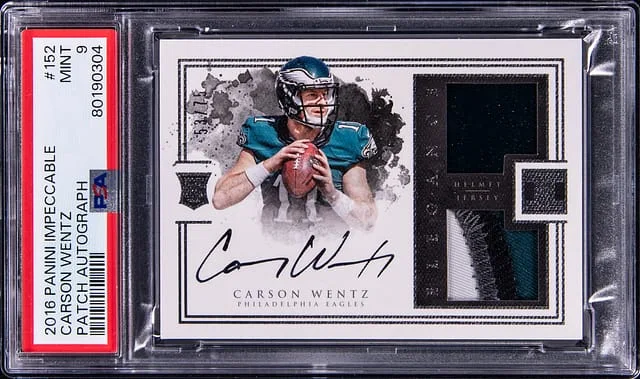 2016 Panini Impeccable Carson Wentz Patch Autograph (RPA) #152 card image