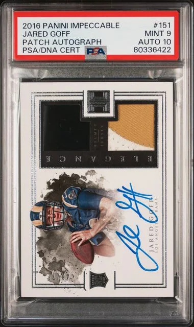 2016 Panini Impeccable Jared Goff Patch Autograph #151 card image