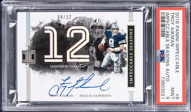 2016 Panini Impeccable Troy Aikman Seasons Autograph #8 card image