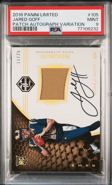 2016 Panini Jared Goff Limited Patch Autograph #105 card image