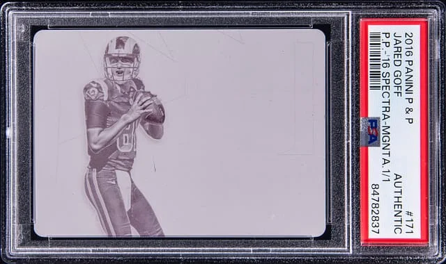 2016 Panini Jared Goff Plates & Patches 2016 Spectra Magenta Printing Plate #171 card image