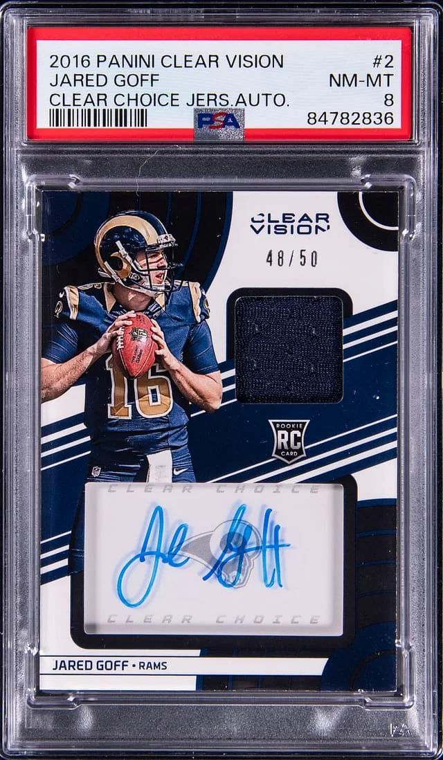 2016 Panini Jared Goff Clear Vision Clear Choice Jersey Autograph #2 card image