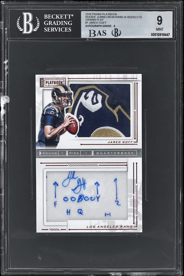 2016 Panini Jared Goff Playbook Jumbo Memorabilia Booklets Drawn Play #RJMB-JG card image
