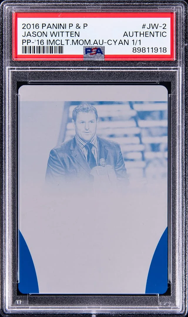 2016 Panini Jason Witten Plates & Patches Printing Plate 2016 Immaculate Collection Monumental Autograph Cyan 1/1 #JW-2 card image