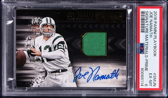 2016 Panini Joe Namath Playbook Signature Materials Prime #SM-JN card image