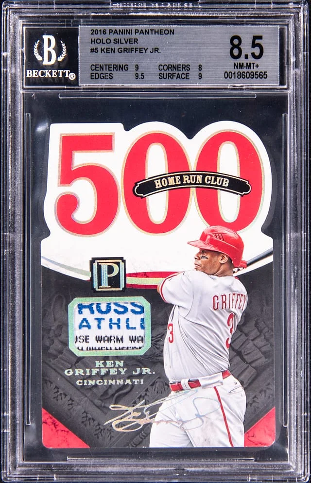 2016 Panini Ken Griffey Jr. Game-Used Pantheon Holo Silver 500 Home Run Club #5 card image