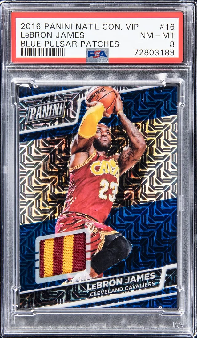 2016 Panini LeBron James Patches National Convention VIP Blue Pulsar Patch #16 card image