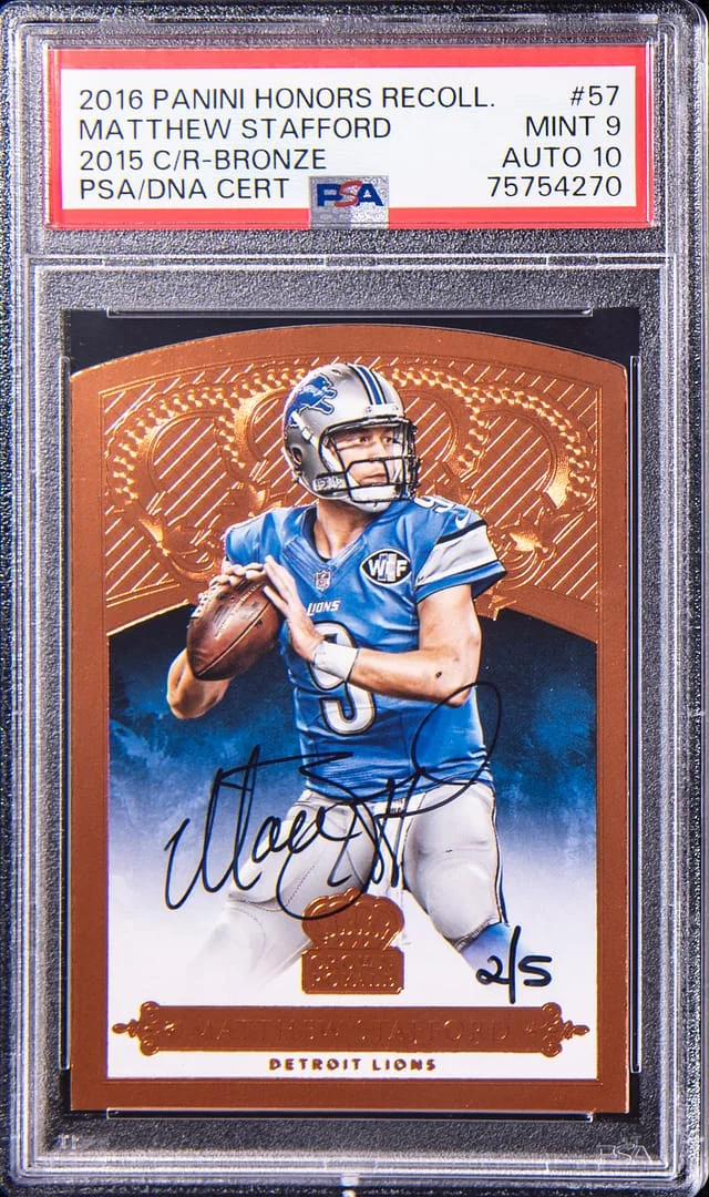 2016 Panini Matthew Stafford Honors ReCollection 2015 Crown Royal Bronze #57 card image