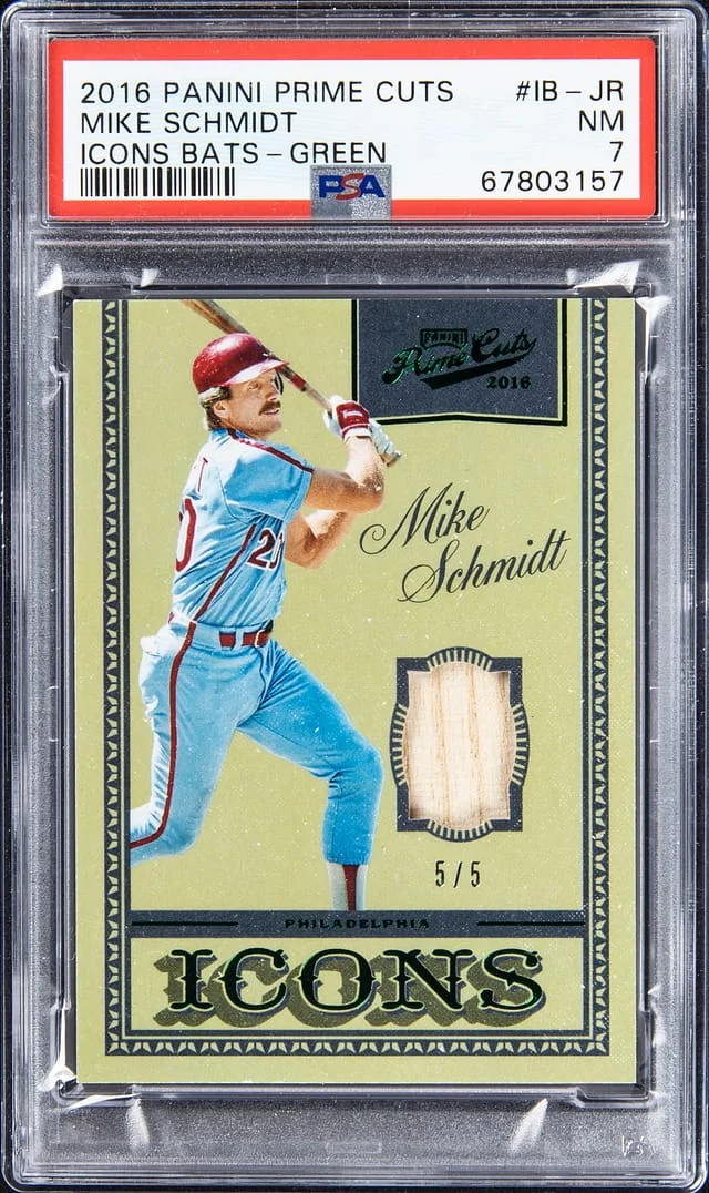 2016 Panini Mike Schmidt Prime Cuts Icons Bats - Green #IB-JR card image